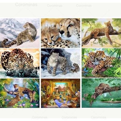 Diy 5D Diamond Painting Leopard Diamond Embroidery Cheetah Beast A Picture Mosaic Rhinestones Drawings Jungle Animals Home Decor