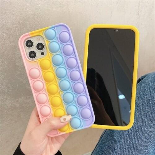 3D Pop Rainbow Bubble Playgame Case For iphone 12mini 11 pro max Soft Cute for iphone Xr XS X 8 7 6 plus SE20 Fidget Toys cover