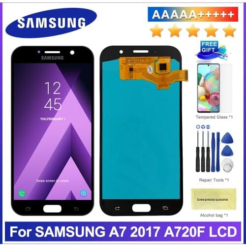 100% Test LCD For Samsung Galaxy A7 2017 A720 A720F SM-A720F LCD Display + Touch Screen Digitizer Assembly For SM A720 Screen