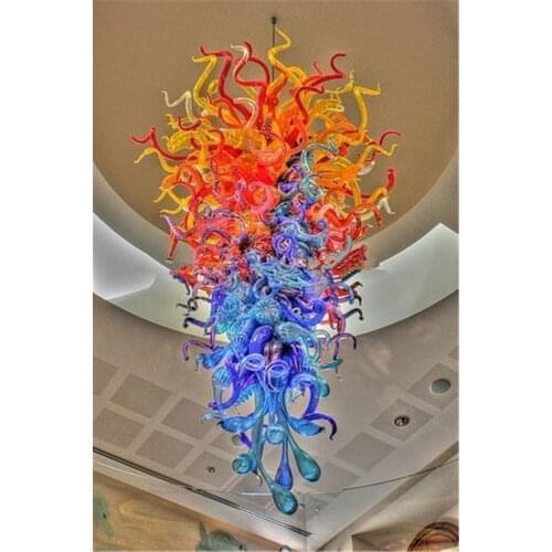 Big Colorful Energy-saving Murano Glass Chihuly Style Chandeliers Hotel Lobby Decoration