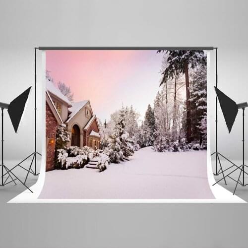 VinylBDS Snow Winter Photo Backdrop Village House Christmas Photography Backdrops Cotton Backgrounds For Photo Studio