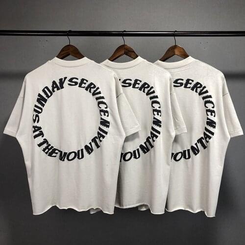 Sunday ServIce Kanye West T Shirt Vintage Oversized Printed Tshirts Men Women Hip Hip Stranger Things Top Tee Streetwear