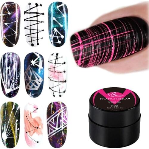 8ML/Bottle Wire Drawing Gel Nails Polish Spider Web Varnish Painting Liner DIY Design Black White Lacquer Silk UV Glue Manicure