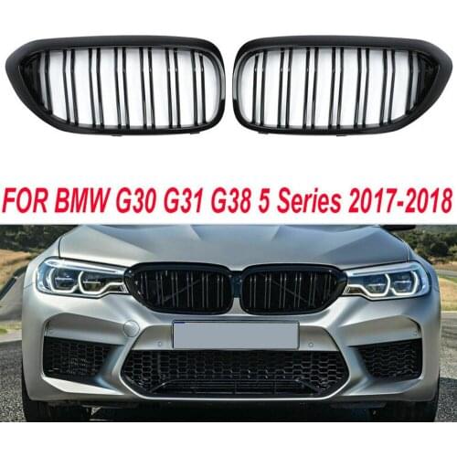 Gloss Black Double Slat Kidney Grille Grill For B MW 5 series G30 G31 M5 2017 2018 2019 2020