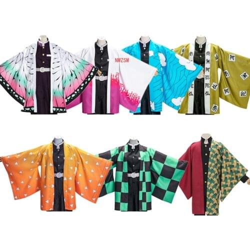 Demon Slayer Kimetsu no Yaiba Agatsuma Zenitsu Kamado Tanjirou Tomioka Giyuu Himejima Kyoumei Cloak Haori Kimono Yukata Cosplay