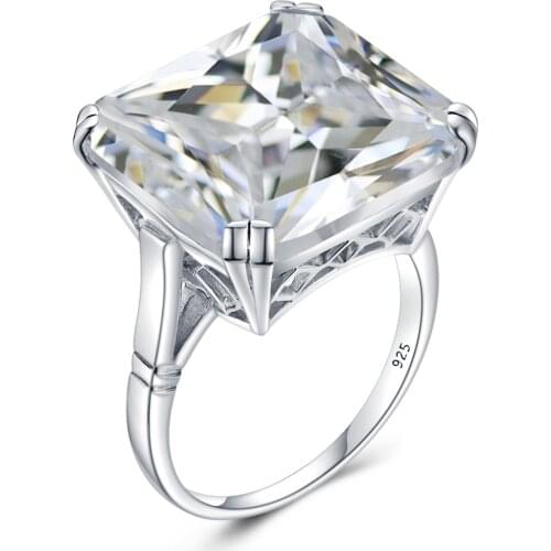 Szjinao AAA+ Cubic Zirconia Ring For Women Real 925 Sterling Silver Punk Rings Gemstones Square Shape Wedding Jewellery Fashion