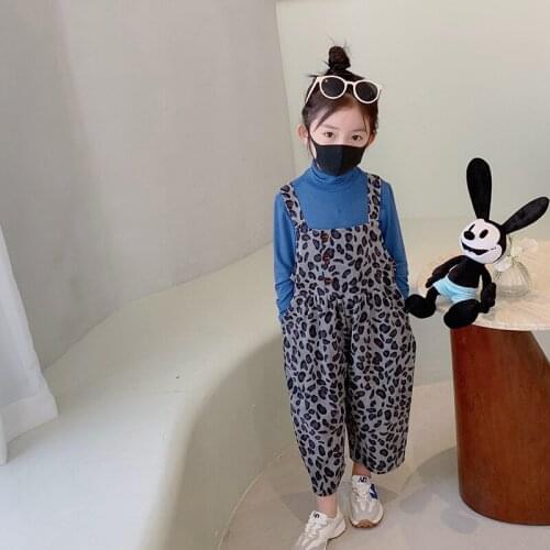 Overalls Elastic Waist Ankle-length Pants Cotton Loose Simple Casual Animal Spring Autumn Children Pants for Girls