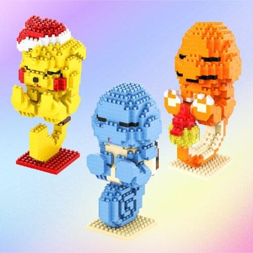 Sleep Pokemon Mini Building Blocks Pikachu Charmander Squirtle Diamond Micro Brick Figures Toys For Kid Christmas Gift