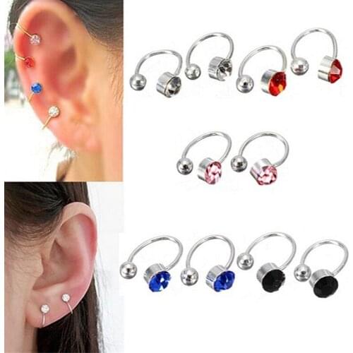 Fashion Punk Small Round Rhinestone Ear Cuff Multi-color Male Female Crystal Earrings Size 4mm Wrap Ear Cuff 5 Colors Graceful