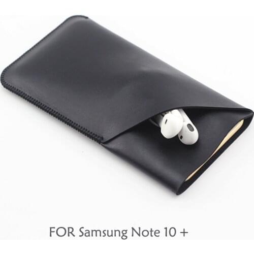 NOTE10+ Double layer Universal Fillet holster Phone Straight leather case retro for Samsung Note 10 Plus Note10+ pouch