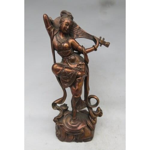 Very rare Qing Dynasty Copper statue of ladies singing and dancing, free shipping