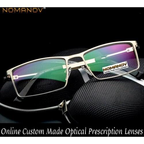 2019 Limited Ultralight Al-mg Titanium Alloy Rectangle Men Eyeglass Frames Spectacle Sivler Gold Brown Custom Prescription Lens