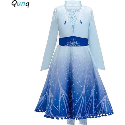 Qunq Girls Princess Dress Kids Snowflake Cosplay Performance Costume 3 4 5 6 7 8 9 10 Year Toddler Teens Children Clothing
