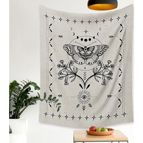 Psychedelic Tapestry Witchcraft Moon Life Tree Tapestry Hippie Wall Hanging Blue Wall Cloth Carpet Bed Cover Boho Home Decor