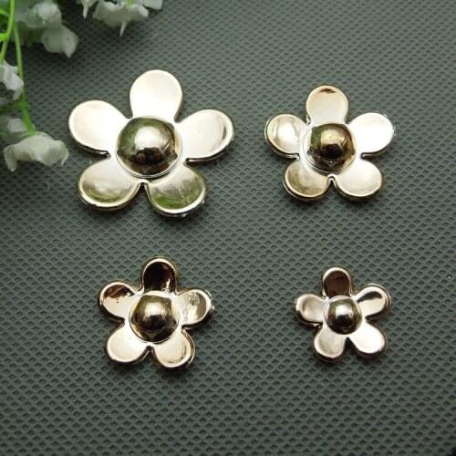 Rose gold color no fade glue on ribbon hat clothing accessories, gold flowers 4 size Invitation Headband Hair Clip DIY