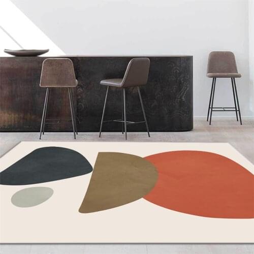 Nordic Style Geometric Color Block Bedside Carpet For Girl Room Light Luxury Modern Bedroom Rug Abstract Carpet Floor Mat Simple