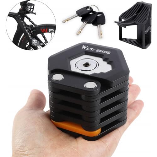 WEST BIKING Foldable Bike Lock With 3 Keys Anti-theft Heavy Duty Chain Cable Padlock Motorcycle Safety Alloy Locks For Bicycle