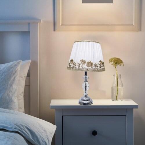 Modern European style fabric crystal desk lights vintage E27 LED 220V Table Lamp for Reading bedside home living room office bar