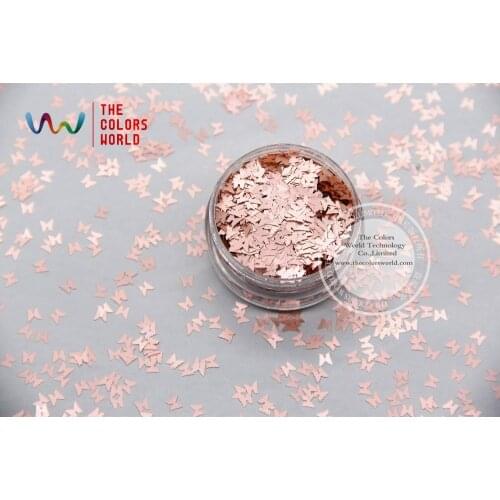 TCJ101 Pearlescent Light Orange Colors Butterfly shape 3.0MM Size Glitter for nail Art nail gel makeup or DIY decoration