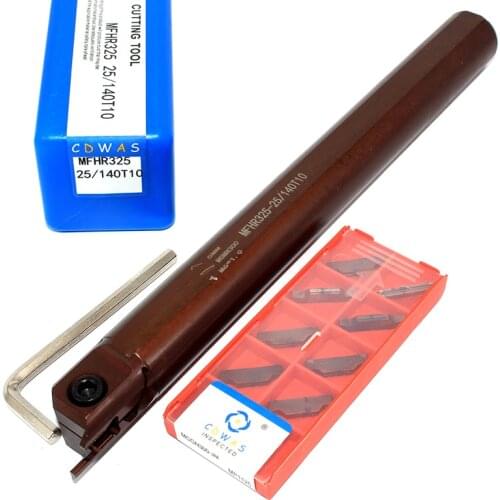 10PCS MGGN300 MP1125 Carbide Inserts +1PC MFHR325 25 140 T10 Grooving Turning Tool Holder CNC Cutting Tools For Stainless Steel