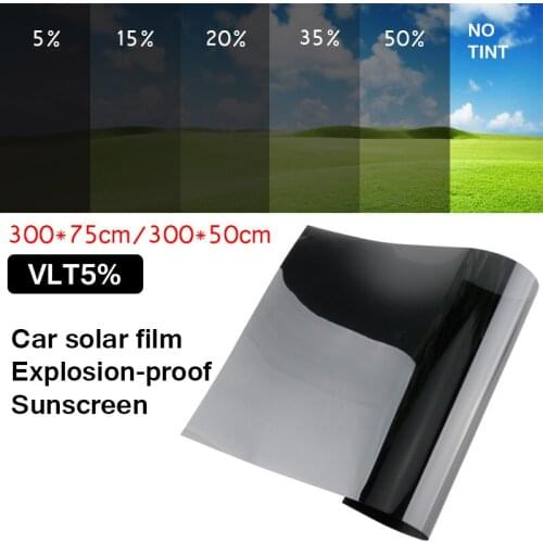 VLT 5% Dark Black Car Window Tint Film Roll Glass Cars Auto Solar Protection Summer For Car Side Window Home Glass With Scrape