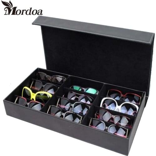 Mordoa High Quality PU Leather Glasses Sunglasses Display Box/Rack Case Jewelry Storage Organizer Holder with 12 Grids for Gift