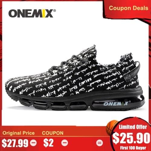 ONEMIX 2020 Women Running Sneakers Size 43 Comfortable Fashion Outdoor Flat Shoes Knitted Vamp Air Cushion Jogging Training Shoe