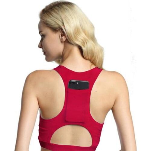 Woman Pro Padded Compression Sports Bra Back Pocket Shakeproof Yoga Bras Full Cup Fitness Bras Gym Sport Top Fast Dry Underwear