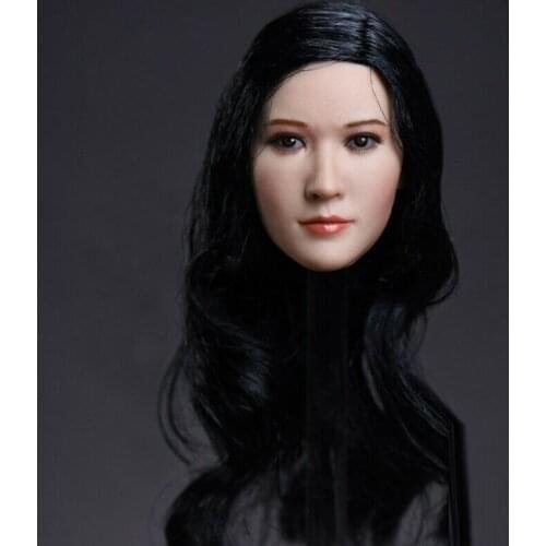 1/6 Scale ZCTOYS T-06A Asia Black Curls Girl Head Sculpt Model Carved Fit 12'' TBLeague PH Action Figure Female Body