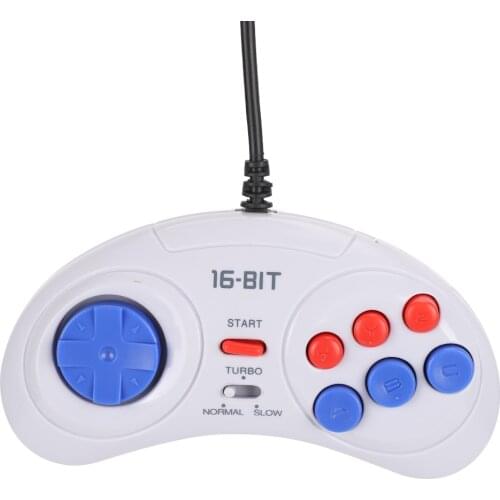 16Bit 9-Pin Mini Handheld Game Console Ergonomic Gaming Controller White for Sega