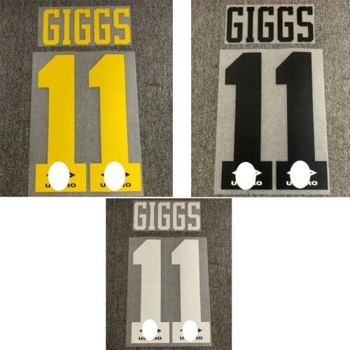1992-1996 #11 Giggs Nameset White Black Yellow Printing Soccer Patch Badge