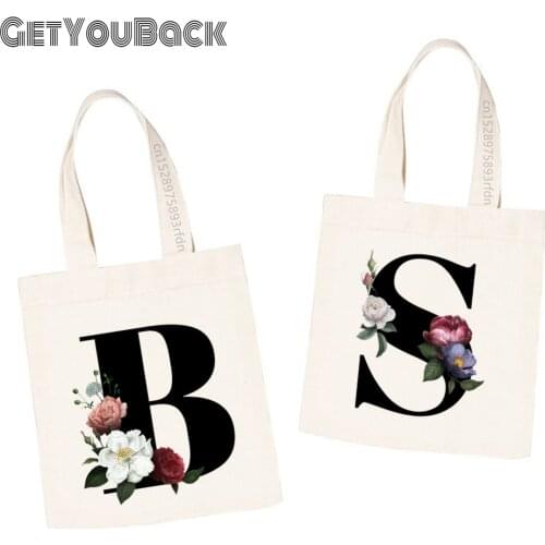 Vogue 26 Alphabet Letter Women Reusable Canvas Shopping Bag Gril Eco School A To Z Alphabet Combination Shoulder Bags,Drop Ship