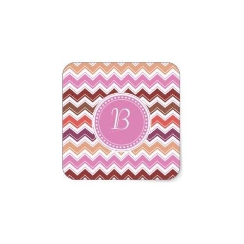3.8cm Ladys Chevron Pattern in Elegant Lipstick Reds Square Sticker