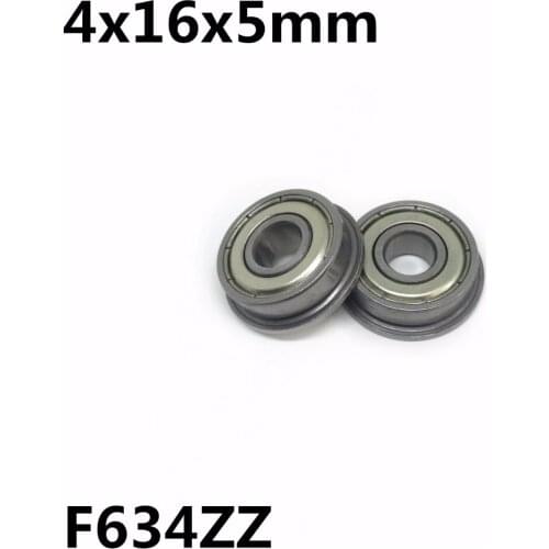 50Pcs F634ZZ 4x16x5 mm Flange Bearings Deep Groove Ball Bearing High Quality F634