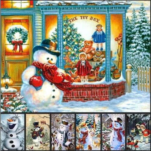 5D Square Diamond Painting Mosaic Handmade Winter Scenery Cross Stitch Diamond Diamond Embroidery Christmas Decor Landscape