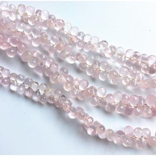 AAAA LOOSE BEADS rose quartz drop faceted 6-7mm wholesale for DIY jewelry necklace 16cm