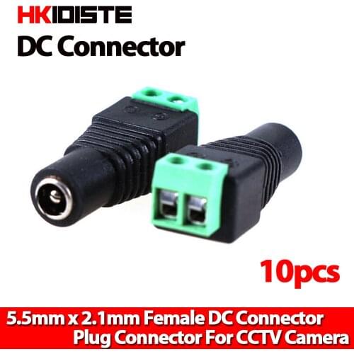 Promotion! 10pcs CCTV Camera 5.5 x 2.1mm DC Power Cable Female Plug Connector Adapter