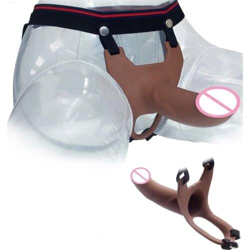 APHRODISIA Bigger Longer Strap on Dildo with Hole Silicone Hollow Dildo Strapon Harness Penis Enlarger Extender Sex Toys for Man