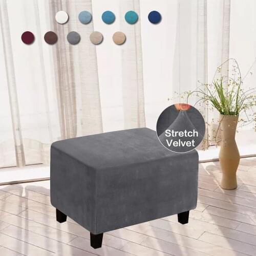 Velvet Ottoman Cover Relax Sofa Footstool Cover Sofa Footrest Slipcovers Furniture Protector Washable All-inclusive Stool Covers
