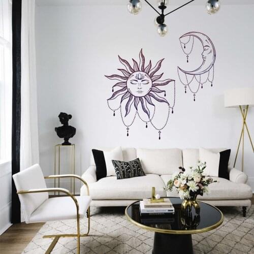 Large Folding Abstract Sun Moon Creative Wall Sticker for Living Room Bedroom Background Wall Art Decoration Stickers Home Decor