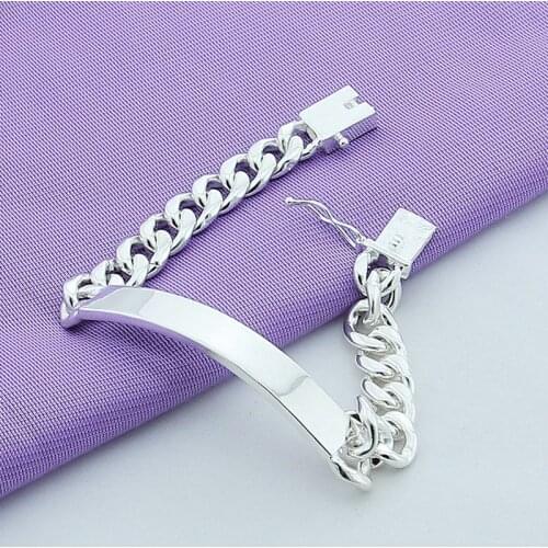 BABYLLNT Mens Bracelet Fashion 925 Silver Jewelry Classic 10mm 20cm Link Chain Bracelet For Women Men High Quality Gift