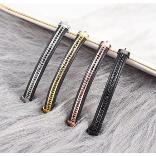 Long Strip Beads 4 Color Micro Pave Cubic Zirconia Bead for Jewelry Bracelet DIY Hand Making