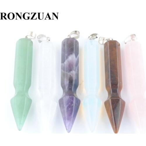 4Pcs/lot Natural Gem Stone Long Pendants Pendulums Spiritual Reiki Women Man Jewelry Necklace Making Opal Crystal Quartzs TBN432