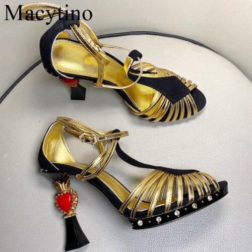 Luxury Brand Women Summer Sandals Runway Show Sexy Thin High Heels Woman Fish Toe Strap Gladiator sandal Flower Heel