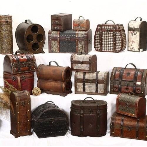 Collection of solitary products - European vintage wooden case, decoration, suitcase, nostalgic decoration, storage box