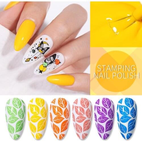 BORN PRETTY 1 Bottle 6ml Spring Series Stamping Nail Polish Black White Nail Plate Varnish Printing Polish Decoration