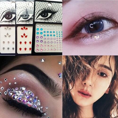 Fashion Hot 4 Colors Tattoo Diamond Makeup Eyeliner Eyeshadow Face Sticker Jewel Eyes Makeup Crystal Eyes Sticker maquillaje