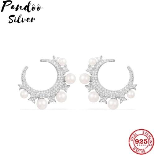 Fashion Charm Original 1:1 Replica, Arabian Nights Moon Earring With Pearl Luxury Jewelry Gift For Female