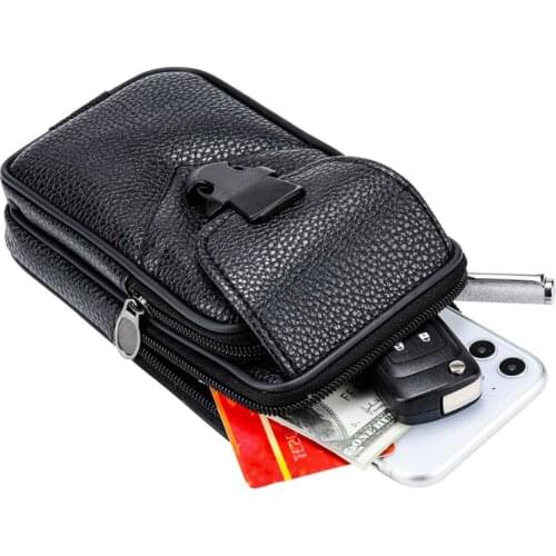 Men Vintage PU Leather Waist Bag Phone Pouch Sport Belt Hip Belt Loop Holster Wallet Carry Case Purse
