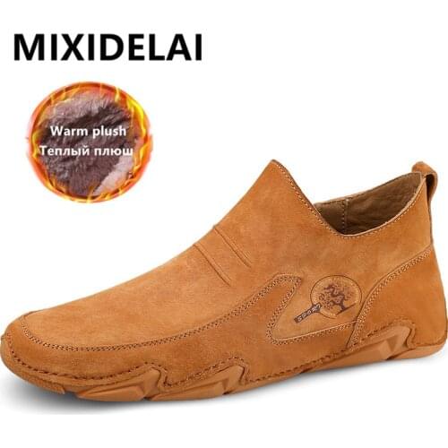 Brand Winter Men Snow Boots High Quality Genuine Leather Man Ankle Boots Warm Fur Winter Men Boots Fashion Autumn Mens Shoes